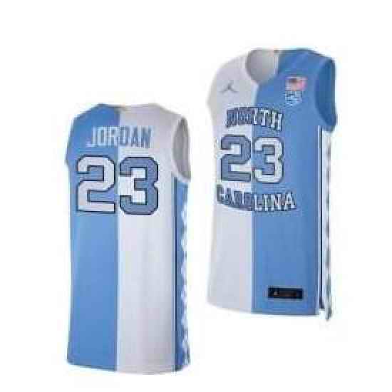 Men North Carolina Tar Heels Michael Jordan 2021 Blue White Split Edition Special Jersey->north carolina tar heels->NCAA Jersey