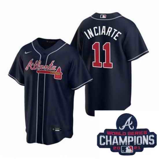 Men Nike Atlanta Braves #11 Ender Inciarter Navy Blue Alternate Stitched Baseball Stitched MLB 2021 Champions Patch Jersey->2021 world series->MLB Jersey