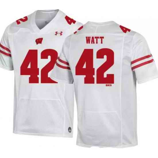 Men Wisconsin TJ Watt white jersey->alabama crimson tide->NCAA Jersey