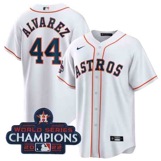Men Houston Astros #44 Yordan Alvarez White 2022 World Series Champions Home Stitched Baseball Jersey