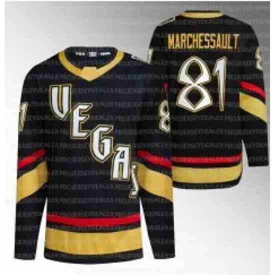 Men Vegas Golden Knights 81 Jonathan Marchessault Black 2022 #23 Reverse Retro Stitched Jersey->vegas golden knights->NHL Jersey