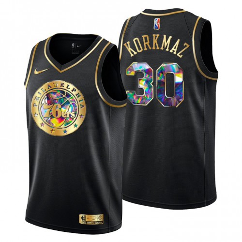 Philadelphia Philadelphia 76ers #30 Furkan Korkmaz Men’s Golden Edition Diamond Logo 2021/22 Swingman Jersey – Black Men’s