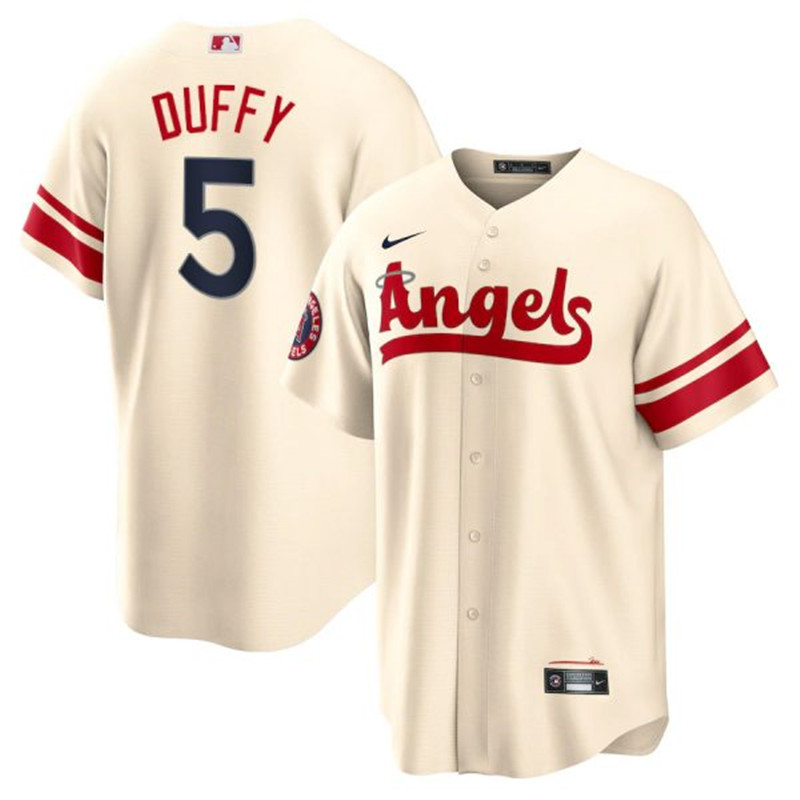 Angels #5 Matt Duffy Cream 2022 City Connect Cool Base Jersey->los angeles angels->MLB Jersey