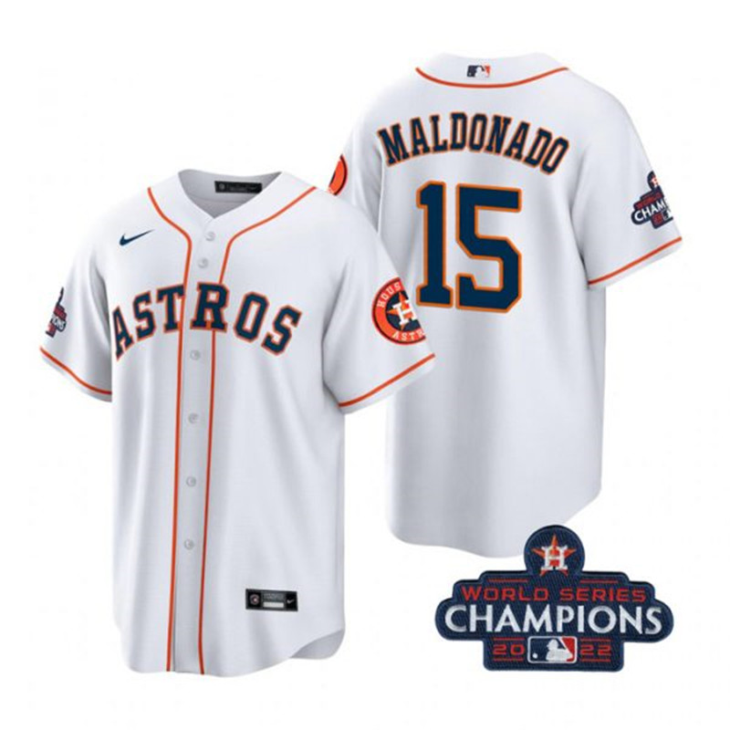 Astros #15 Martin Maldonado White 2022 World Series Champions Cool Base Jersey