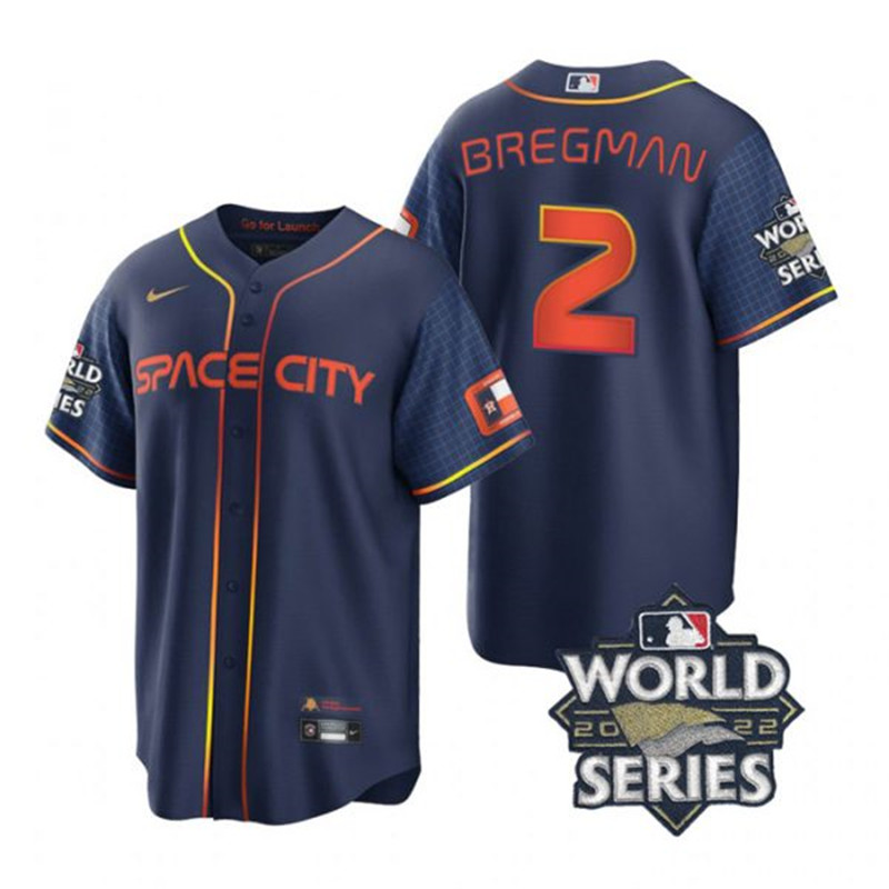 Astros #2 Alex Bregman Navy Nike 2022 World Series City Connect Cool Base Jersey