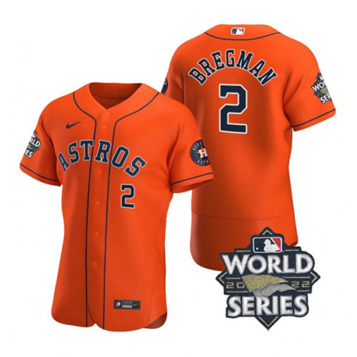 Astros #2 Alex Bregman Orange Nike 2022 World Series Flexbase Jersey