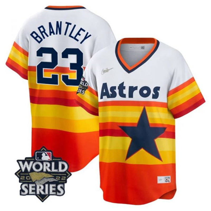 Astros #23 Michael Brantley Multi Color Nike 2022 World Series Cool Base Jersey