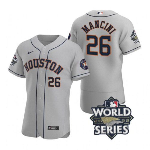 Astros #26 Trey Mancini Gray Nike 2022 World Series Flexbase Jersey