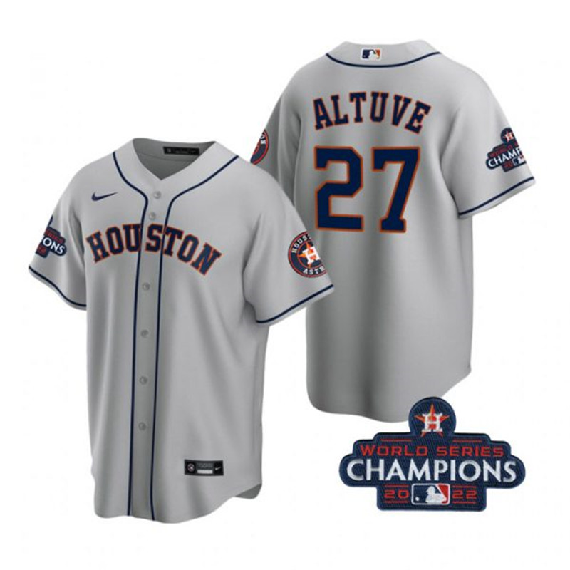 Astros #27 Jose Altuve Gray 2022 World Series Champions Cool Base Jersey