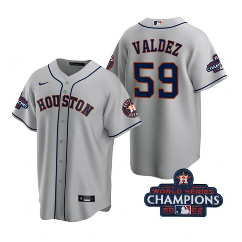 Astros #59 Framber Valdez Gray 2022 World Series Champions Cool Base Jersey->tampa bay lightning->NHL Jersey