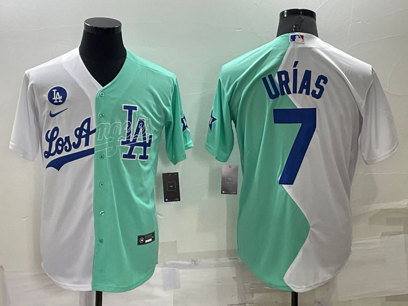 Dodgers #7 Julio Urias White Green Nike Split 2022 MLB All Star Jersey->2022 all star->MLB Jersey