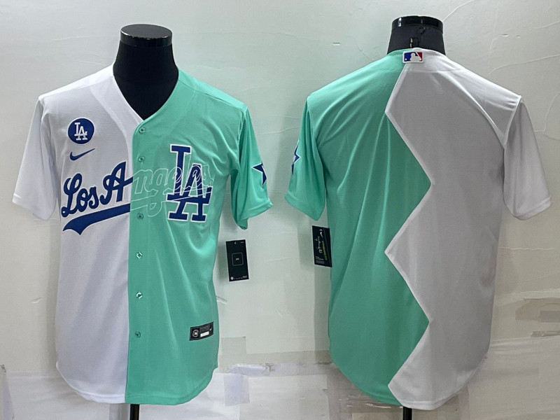 Dodgers Blank White Green Nike Split 2022 MLB All Star Jersey->2022 all star->MLB Jersey