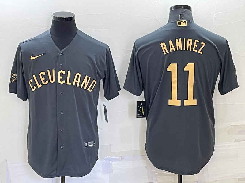 Indians #11 Jose Ramirez Charcoal Nike 2022 MLB All Star Cool Base Jersey