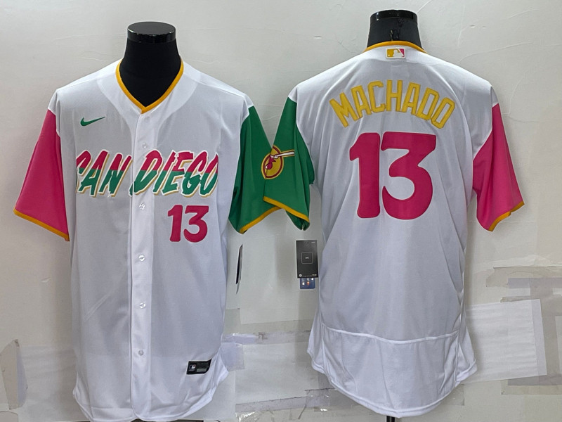Padres #13 Manny Machado White Nike 2022 City Connect Flexbase Jersey