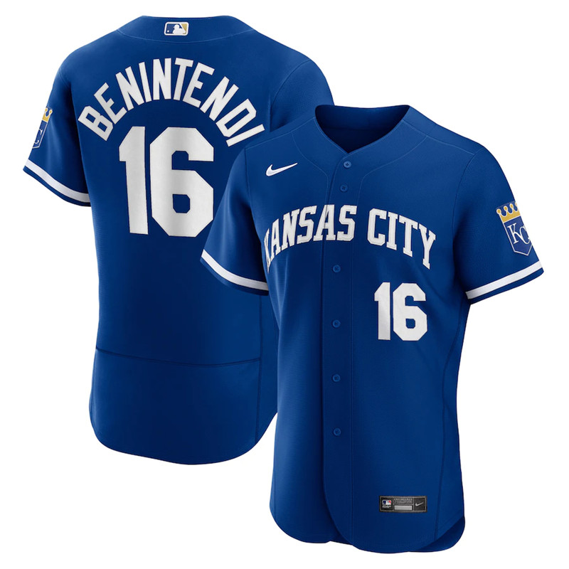 Royals #16 Andrew Benintendi Royal Nike 2022 Alternate Flexbase Jersey->kansas city royals->MLB Jersey