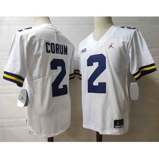 Men Michigan Wolverines Blake Corum #2 White High School Stitched Game Jersey->ohio state buckeyes->NCAA Jersey