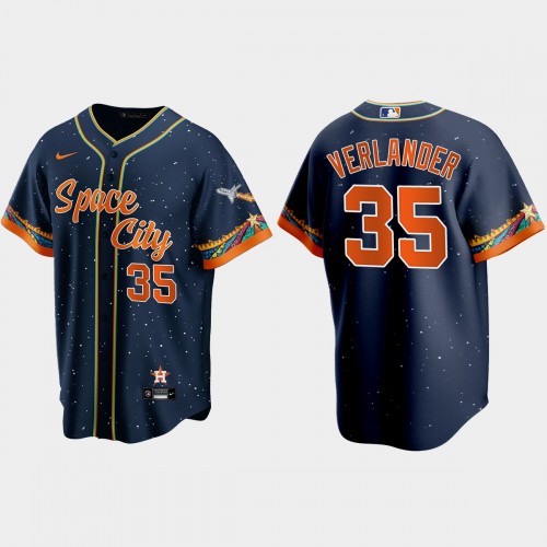 Houston Houston Astros #35 Justin Verlander Navy Men’s Nike 2021 City Connect Replica MLB Jersey Men’s