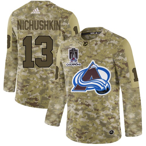 Adidas Colorado Avalanche #13 Valeri Nichushkin Camo 2022 Stanley Cup Champions Authentic Stitched NHL Jersey Men’s