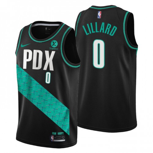 Nike Portland Trail Blazers #0 Damian Lillard Men’s 2022-23 City Edition NBA Jersey – Cherry Blossom Black Men’s