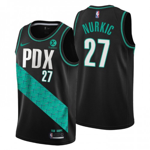 Nike Portland Trail Blazers #27 Jusuf Nurkic Men’s 2022-23 City Edition NBA Jersey – Cherry Blossom Black Men’s