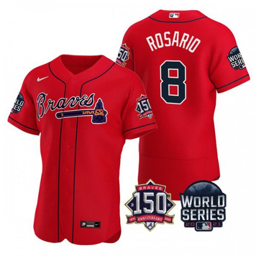 Atlanta Atlanta Braves #8 Eddie Rosario Men’s Nike 150th Anniversary 2021 World Series Authentic MLB Jersey – Red Men’s->atlanta braves->MLB Jersey