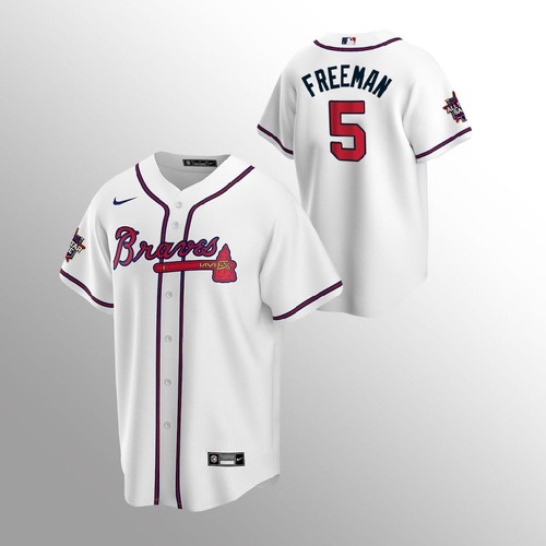 Atlanta Atlanta Braves #5 Freddie Freeman Men’s Nike 150th Anniversary 2021 World Series Game MLB Jersey – White Men’s->atlanta braves->MLB Jersey