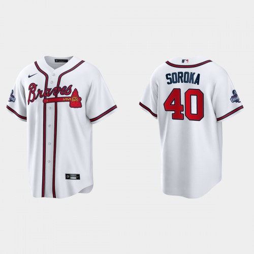 Atlanta Atlanta Braves #40 Mike Soroka Men’s Nike 2021 World Series Champions Patch MLB Game Jersey – White Men’s->atlanta braves->MLB Jersey