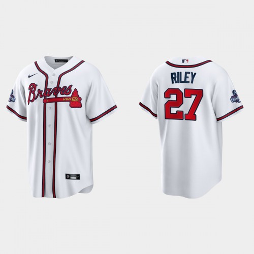 Atlanta Atlanta Braves #27 Austin Riley Men’s Nike 2021 World Series Champions Patch MLB Game Jersey – White Men’s->atlanta braves->MLB Jersey