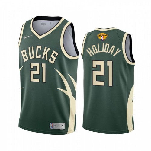 Milwaukee Milwaukee Bucks #21 Jrue Holiday Men’s 2021 NBA Finals Bound Swingman Earned Edition Jersey Green Men’s