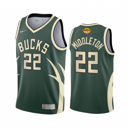 Milwaukee Milwaukee Bucks #22 Khris Middleton Men’s 2021 NBA Finals Bound Swingman Earned Edition Jersey Green Men’s