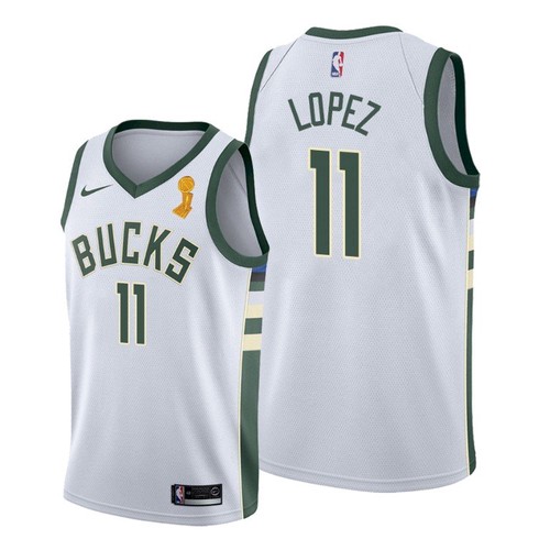 Nike Milwaukee Bucks #11 Brook Lopez 2021 NBA Finals Champions Swingman Association Edition Jersey White Men’s->women nba jersey->Women Jersey