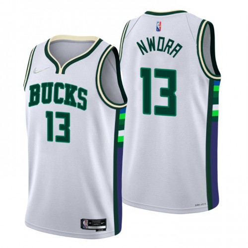 Milwaukee Milwaukee Bucks #13 Jordan Nwora Men’s Nike White 2021/22 Swingman NBA Jersey – City Edition Men’s