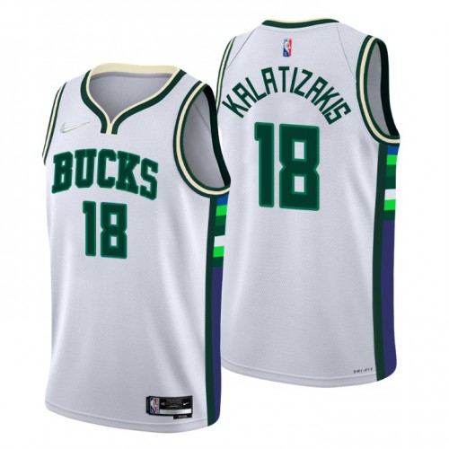 Milwaukee Milwaukee Bucks #18 Georgios Kalaitzakis Men’s Nike White 2021/22 Swingman NBA Jersey – City Edition Men’s