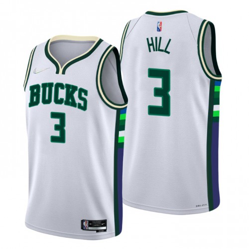 Milwaukee Milwaukee Bucks #3 George Hill Men’s Nike White 2021/22 Swingman NBA Jersey – City Edition Men’s