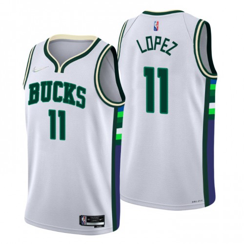 Milwaukee Milwaukee Bucks #11 Brook Lopez Men’s Nike White 2021/22 Swingman NBA Jersey – City Edition Men’s