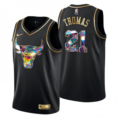 Chicago Chicago Bulls #21 Matt Thomas Men’s Golden Edition Diamond Logo 2021/22 Swingman Jersey – Black Men’s