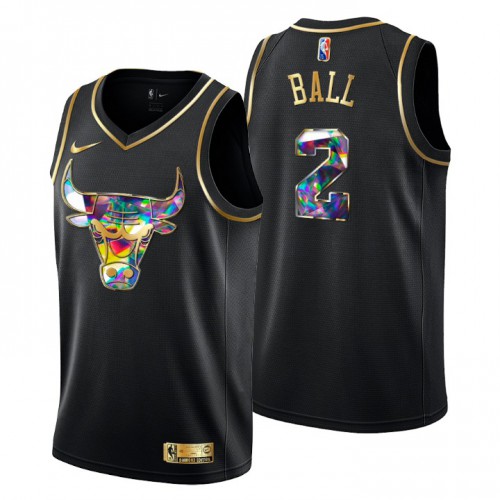 Chicago Chicago Bulls #2 Lonzo Ball Men’s Golden Edition Diamond Logo 2021/22 Swingman Jersey – Black Men’s