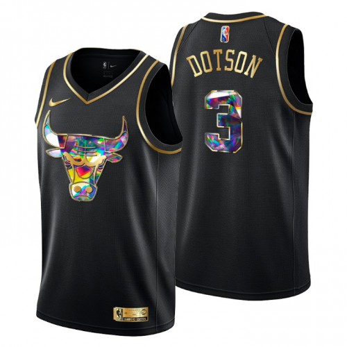 Chicago Chicago Bulls #3 Devon Dotson Men’s Golden Edition Diamond Logo 2021/22 Swingman Jersey – Black Men’s