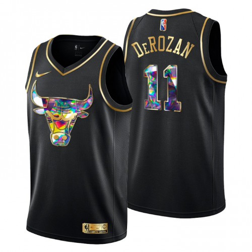 Chicago Chicago Bulls #11 Demar Derozan Men’s Golden Edition Diamond Logo 2021/22 Swingman Jersey – Black Men’s