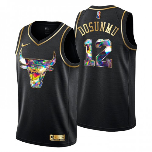 Chicago Chicago Bulls #12 Ayo Dosunmu Men’s Golden Edition Diamond Logo 2021/22 Swingman Jersey – Black Men’s