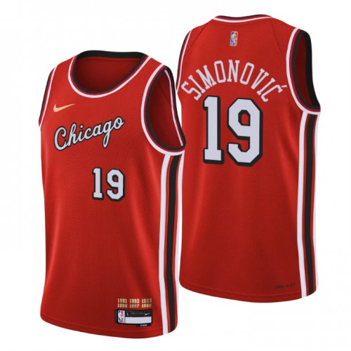 Chicago Chicago Bulls #19 Marko Simonovic Men’s Nike Red 2021/22 Swingman NBA Jersey – City Edition Men’s