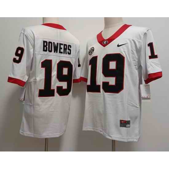 Men Georgia Bulldogs #19 Brock Bowers White College Football Game Jersey->georgia bulldogs->NCAA Jersey