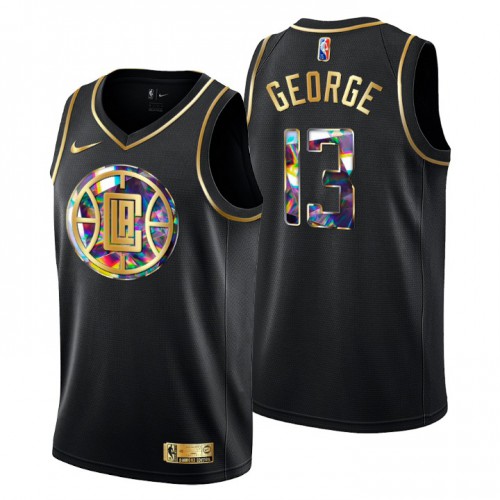 Los Angeles Los Angeles Clippers #13 Paul George Men’s Golden Edition Diamond Logo 2021/22 Swingman Jersey – Black Men’s->los angeles clippers->NBA Jersey