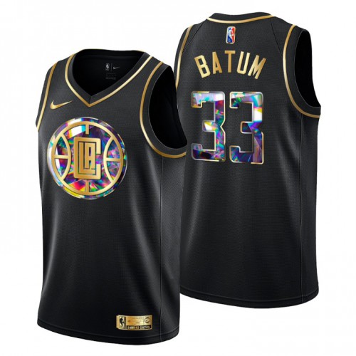Los Angeles Los Angeles Clippers #33 Nicolas Batum Men’s Golden Edition Diamond Logo 2021/22 Swingman Jersey – Black Men’s