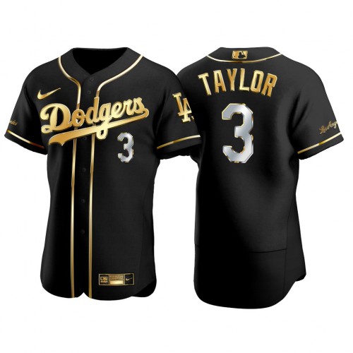 Los Angeles Los Angeles Dodgers #3 Chris Taylor Men’s Nike Authentic 2021 Gold Program MLB Jersey Black Men’s