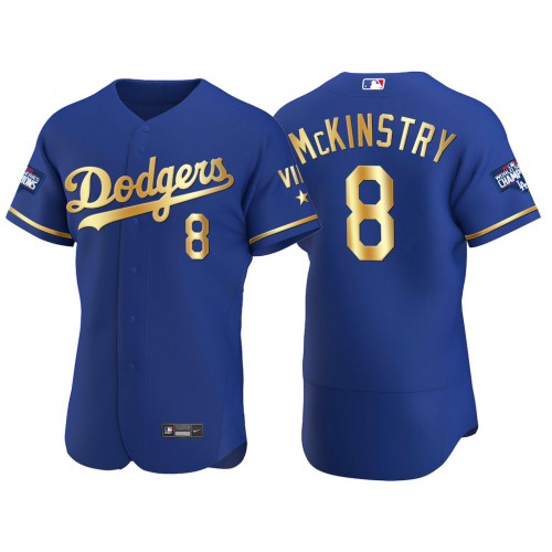 Los Angeles Los Angeles Dodgers #8 Zach McKinstry Men’s Nike Authentic 2021 Gold Program World Series Champions MLB Jersey Royal Men’s