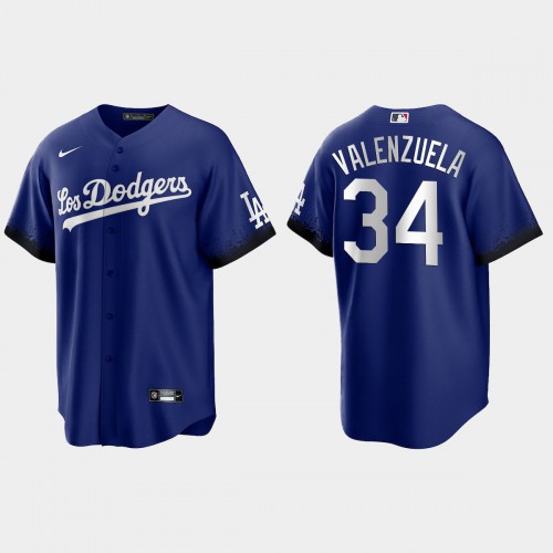 Los Angeles Los Angeles Dodgers #34 Fernando Valenzuela Nike Men’s 2021 City Connect Game MLB Jersey Royal Men’s