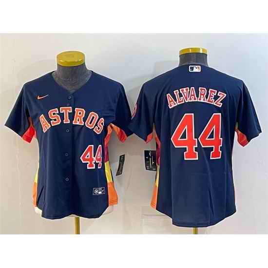 Women Houston Astros #44 Yordan Alvarez Navy With Patch Cool Base Stitched Baseball Jerseys