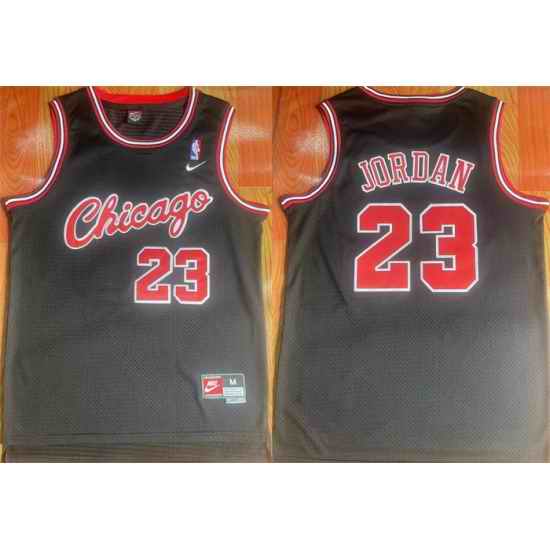 Men Chicago Bulls #23 Michael Jordan Black Stitched Jersey
