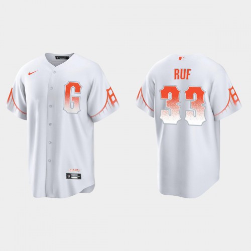 San Francisco San Francisco Giants #33 Darin Ruf Men’s 2021 City Connect White Fan’s Version Jersey Men’s